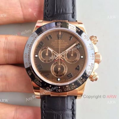 Clone Swiss 7750 Rolex Daytona Rose Gold Chronograph Brown Arabic